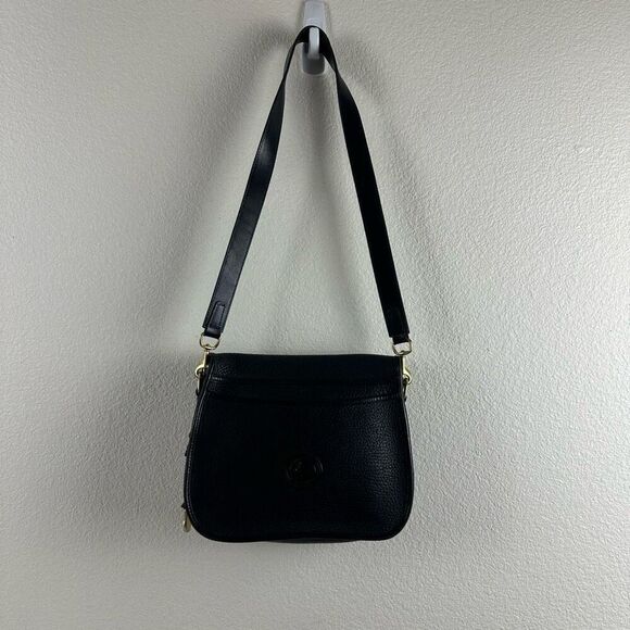 Vintage Dooney & Bourke Pebbled Leather Push Lock Shoulder Bag Classic Black - Picture 4 of 14